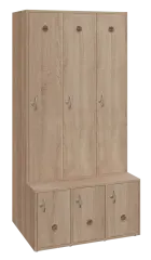 SSB - 180 - 90 šatní skříň s botníkem, 3-dvéřová, 1800x900x400/600 mm, dub bardolino